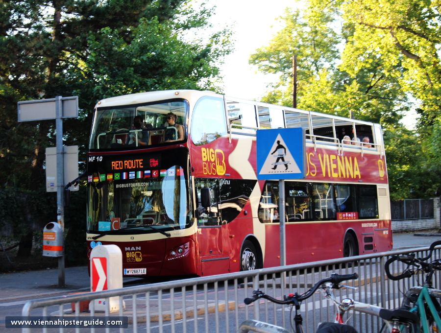 Bigbus tour route near the Alte Donau U-Bahn Station in Vienna, Austria - Wien